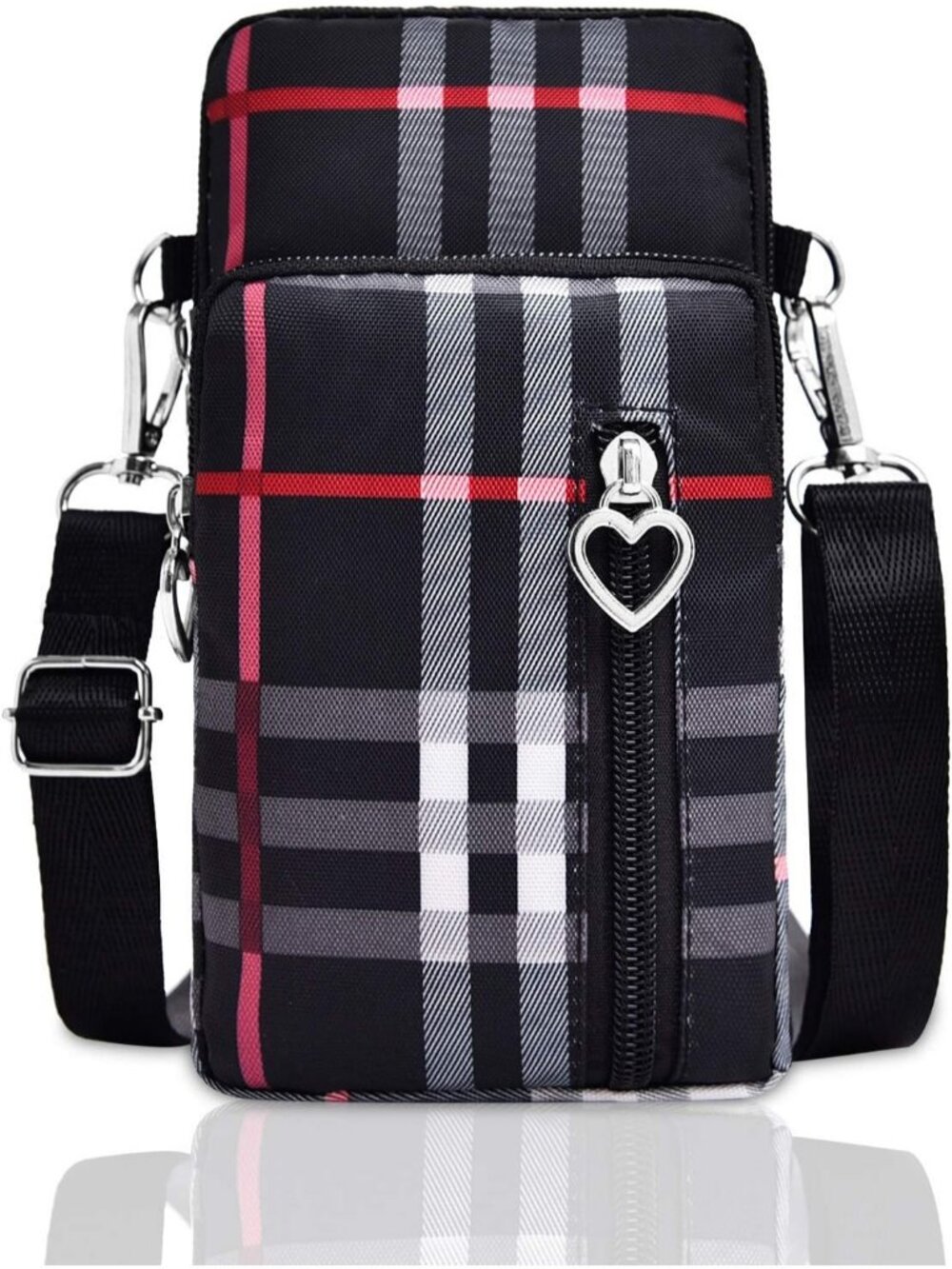 Women's Black Stripes Lightweight Small Cell Phone Travel Pouch Crossbody bags